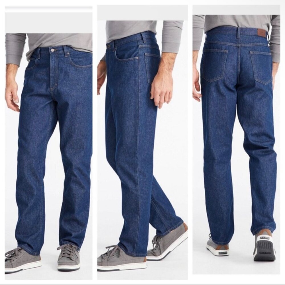 L.L. Bean Natural Fit 37x34 Men Cotton Denim Jeans Blue Outdoors Rugged